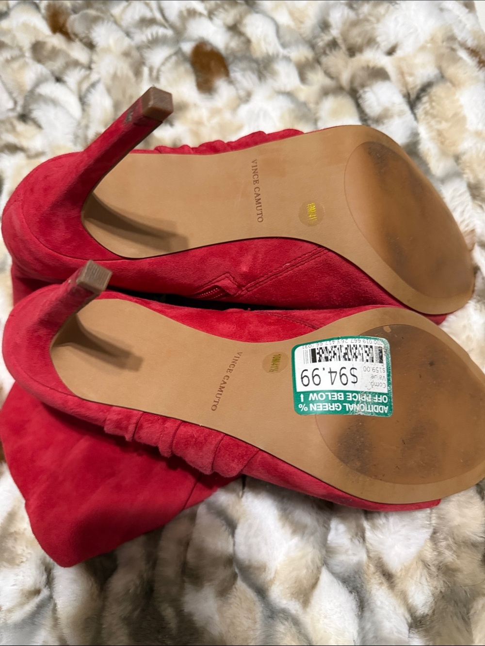 Vince Camuto Red Suede Pointed-Toe Heels